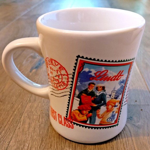 LINDT LINDOR TRUFFLES Stamps, First Class Chocolate Coffee Mug Cup 12oz. Winter - Picture 1 of 5
